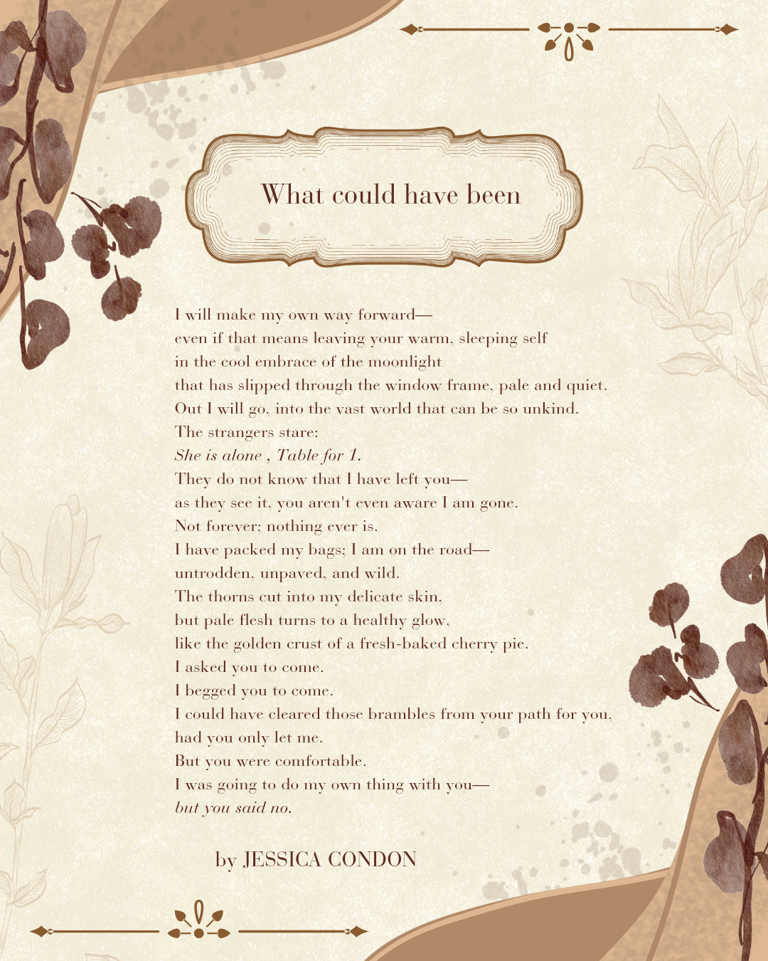What could have been, a poem by Jessica Condon