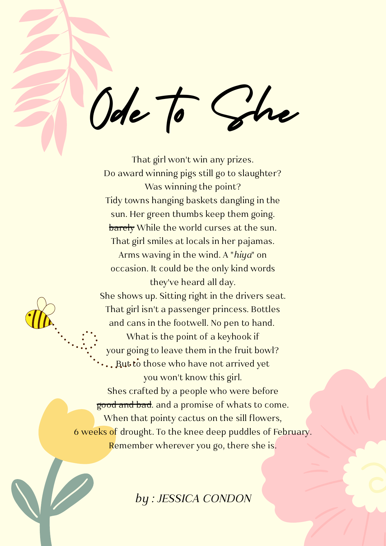 Ode to She, a poem by Jessica Condon